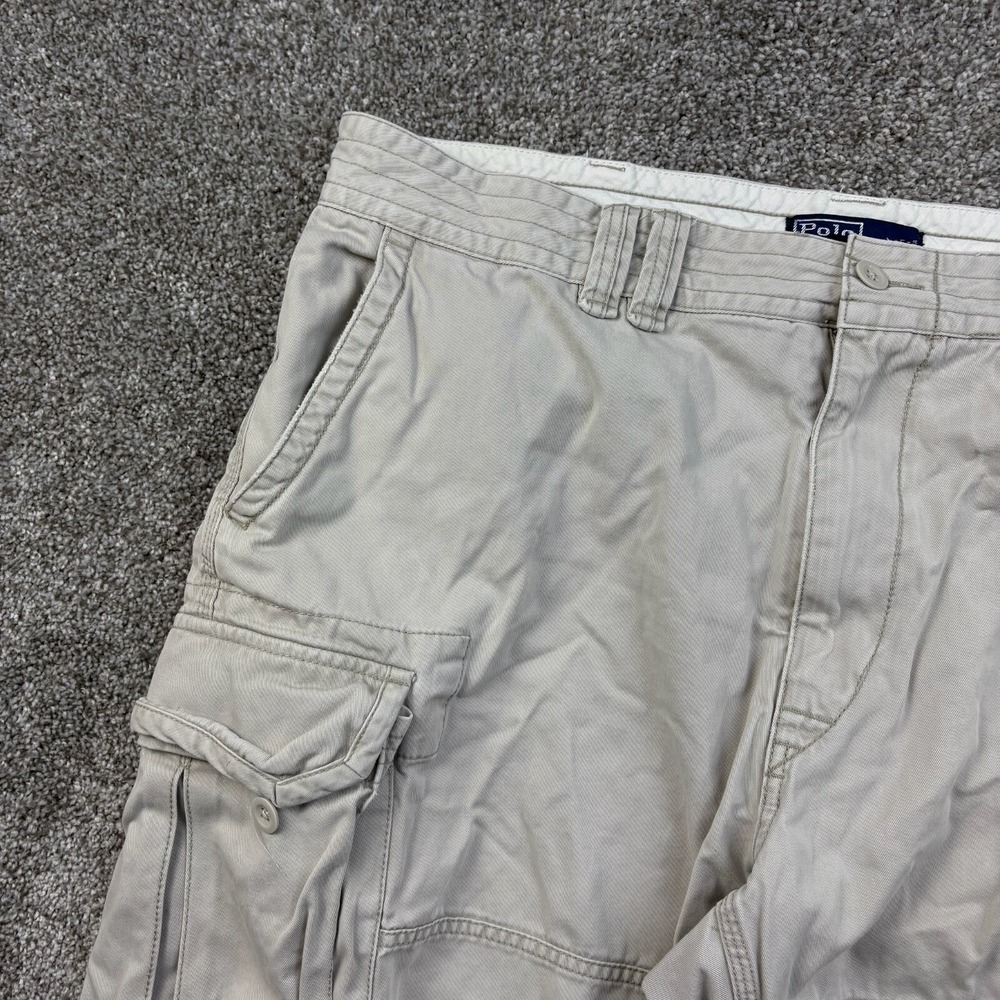 Vintage Polo Ralph Lauren Cargo Shorts Mens 40 Beige‎ Military Utility Canvas - Picture 2 of 7